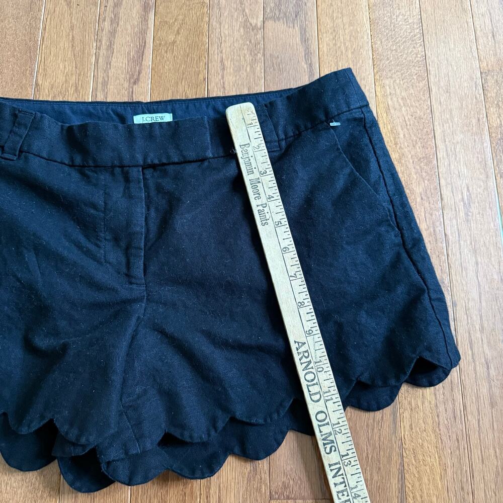 J. Crew | Preppy Summer Vacation Black Linen Blend Shorts Scallop Hems Size 10 - Picture 10 of 10